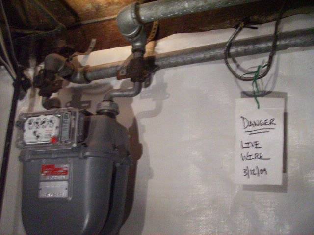 Electrical: exposed live wiring