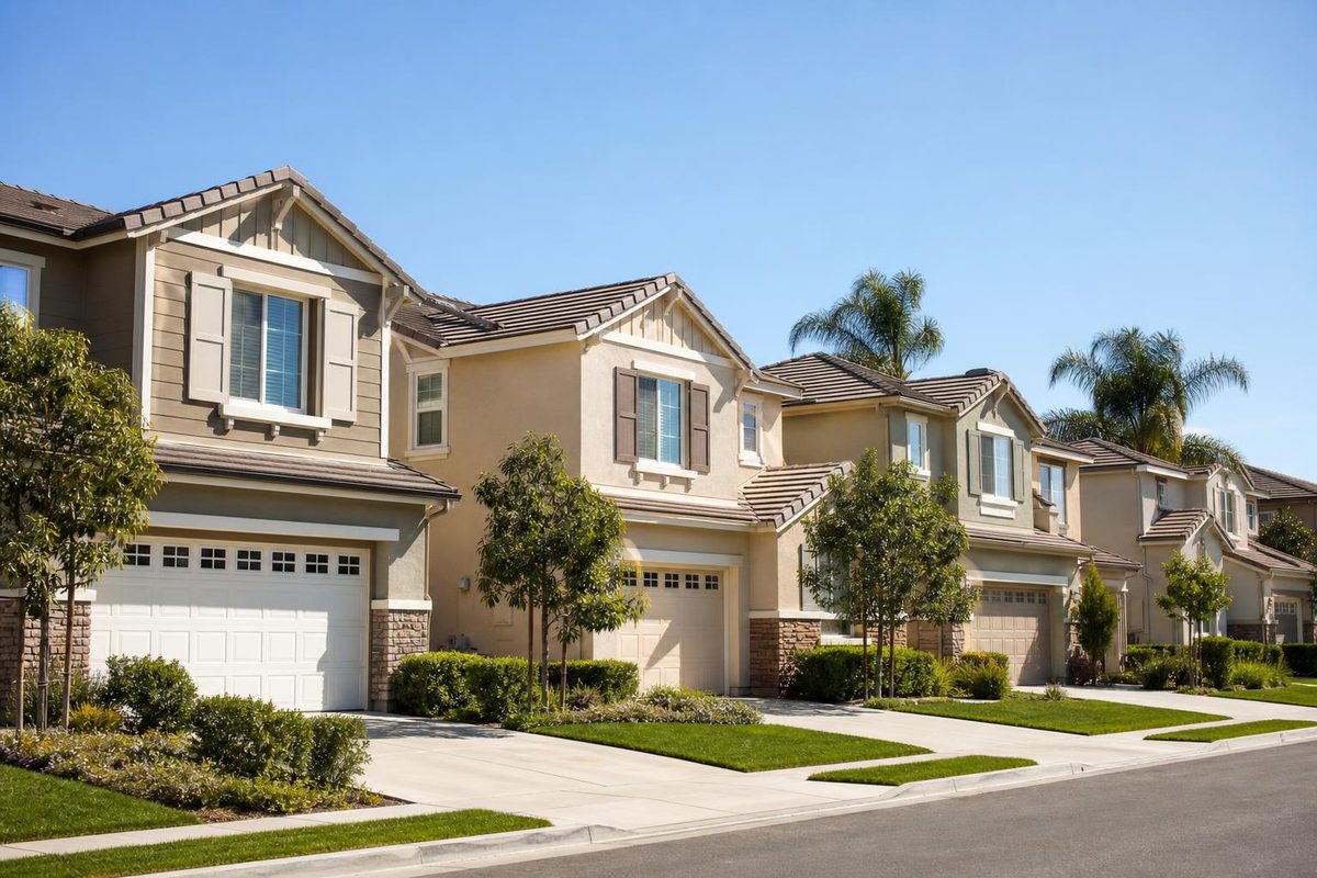 A street of similar homes side by side